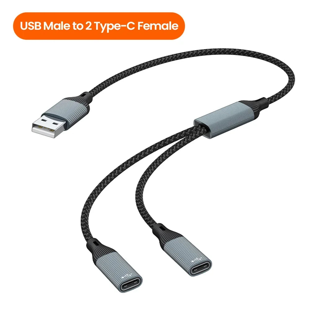 3 in 1 Type C Hub USB Splitter USBA /USB C To Type C Extension Cable USB Type C Splitter OTG Converter For PC Laptop Accessories