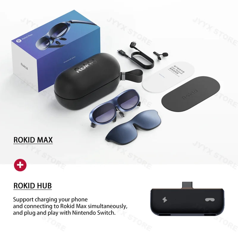 Rokid Max 3D AR Smart Glasses 215" Max Screen VR All-in-One With 120 Hz Refresh Rate&1080P FHD Micro-OLED for Phones/Switch/PS5