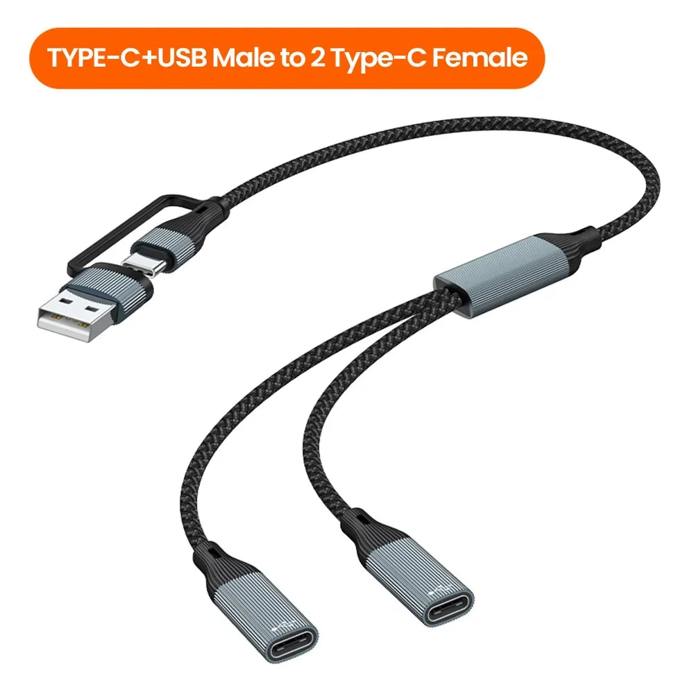 3 in 1 Type C Hub USB Splitter USBA /USB C To Type C Extension Cable USB Type C Splitter OTG Converter For PC Laptop Accessories