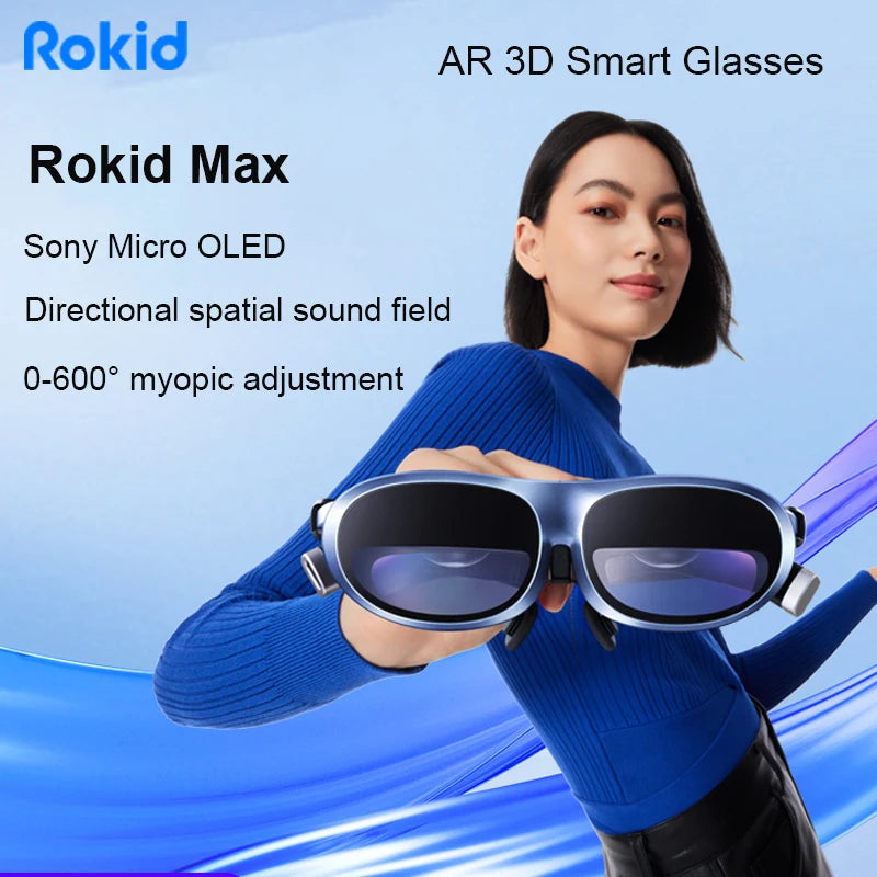 Rokid Max 3D AR Smart Glasses 215" Max Screen VR All-in-One With 120 Hz Refresh Rate&1080P FHD Micro-OLED for Phones/Switch/PS5