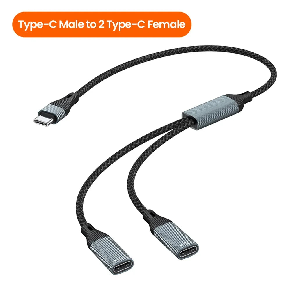 3 in 1 Type C Hub USB Splitter USBA /USB C To Type C Extension Cable USB Type C Splitter OTG Converter For PC Laptop Accessories