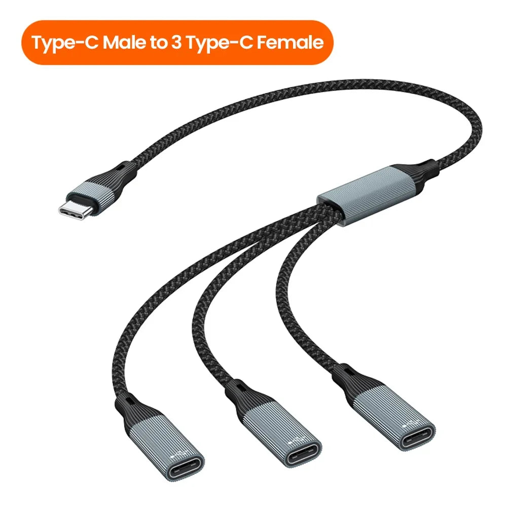 3 in 1 Type C Hub USB Splitter USBA /USB C To Type C Extension Cable USB Type C Splitter OTG Converter For PC Laptop Accessories